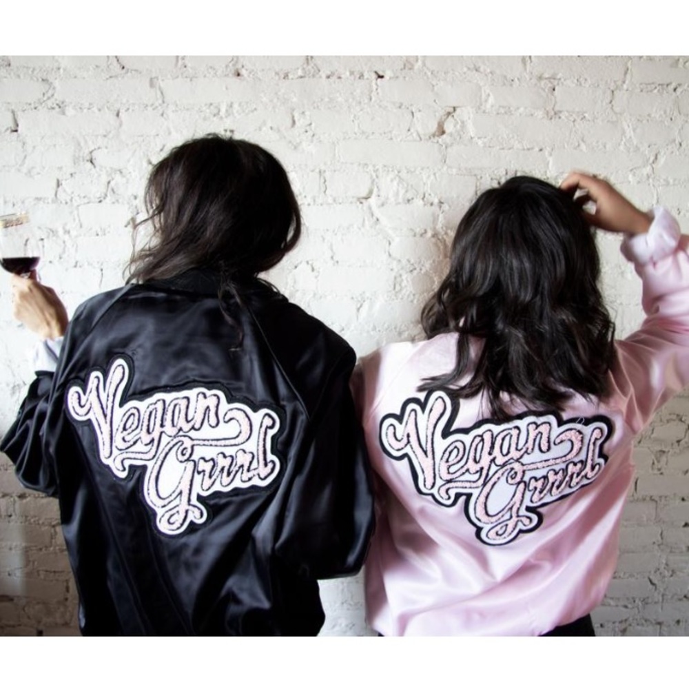 🌸COMING SOON🌸 VEGAN GRRRL PINK LETTERMAN JACKET - Picture 3 of 5